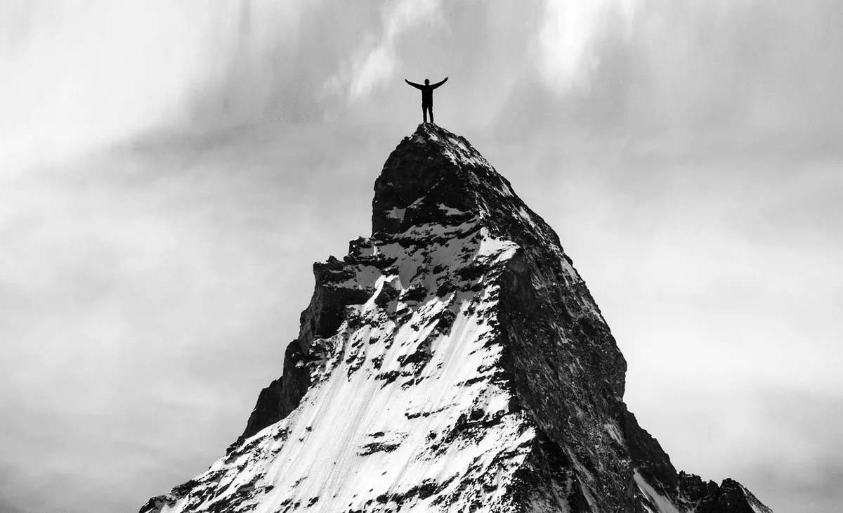 success, man, mountain, climb, top, mountain top, mountain climber, mountaineer, mountaineering, peak, summit, achievement, adventure, high, victory, goal, clif
